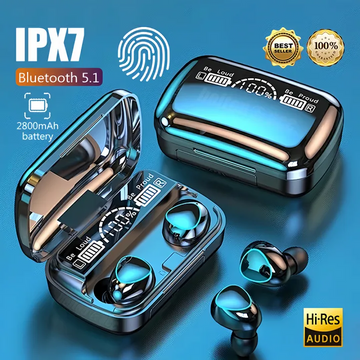 M10 TWS Wireless Bluetooth Earbuds V5.0 (Orignal) Water proof 9D HiFi Sound for Gaming and Gym ..پارسل موصول ہونے کے بعد ایئربڈز کو استعمال سے پہلے 1 گھنٹے تک چارج کریں۔